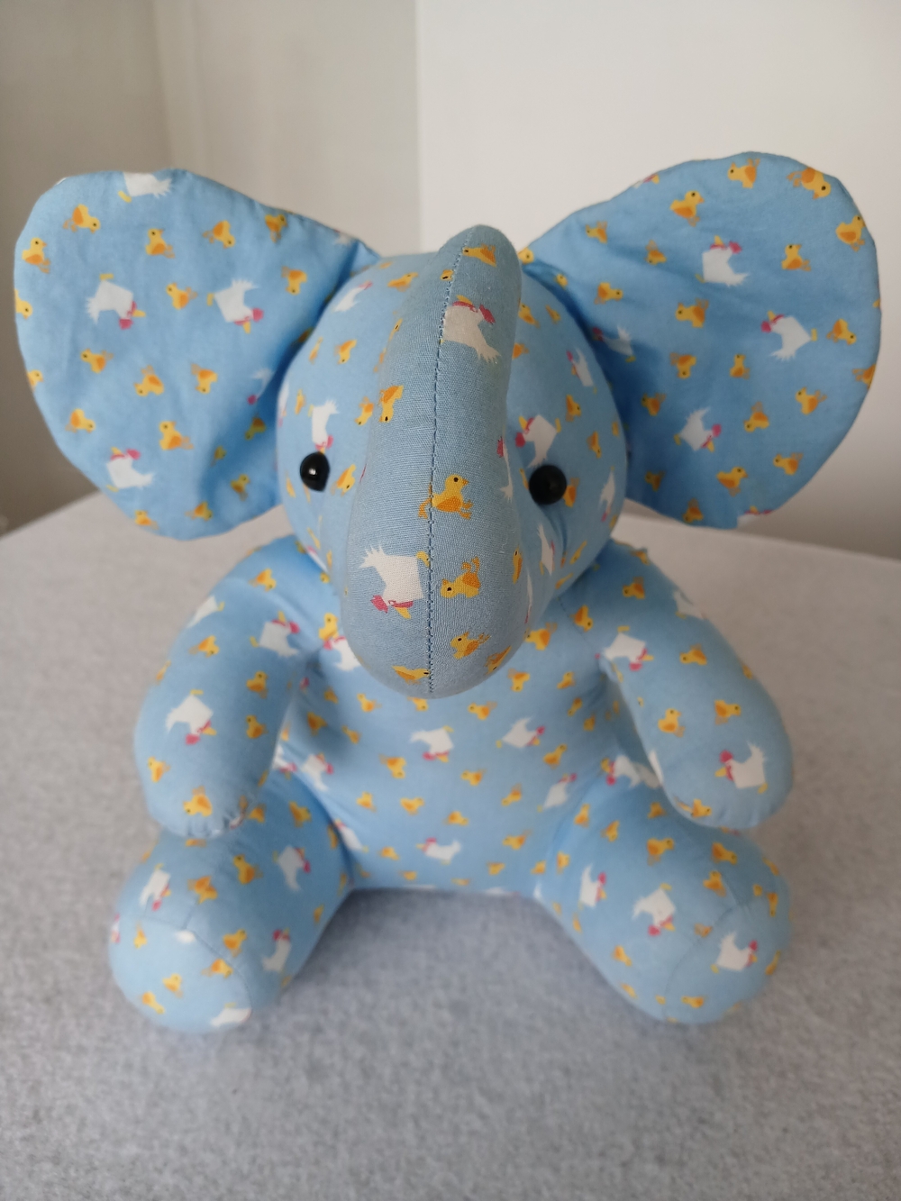 🎁 Free W/$60 Purchase Blue Elephant Plush Toy With Chicken Pattern 100% Cotton